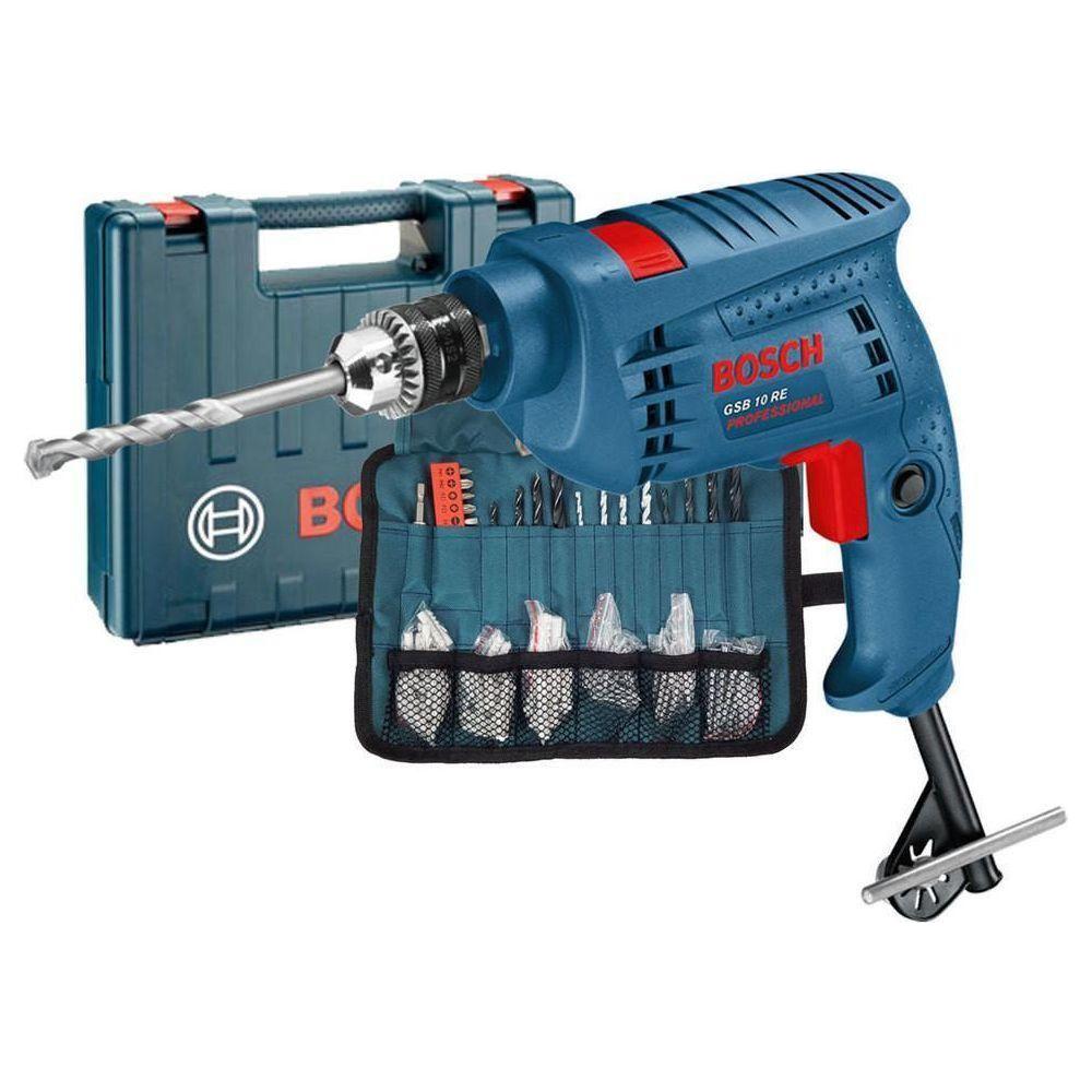 Bosch GSB 10 RE Impact Drill + 100 pcs Accessories - Goldpeak Tools PH Bosch Bosch GSB 10 RE Impact Drill + 100 pcs Accessories - Goldpeak Tools PH Bosch